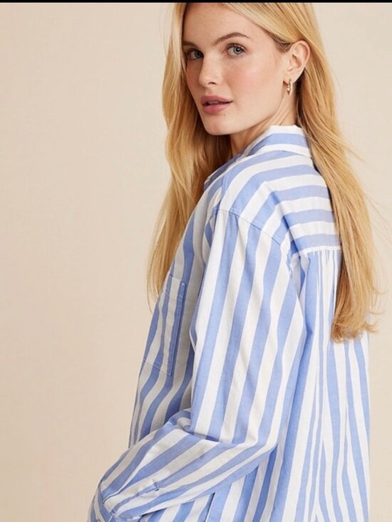 Maurices Tops - Closeout NWT Chic Blue and White Striped Button Down Shirt.